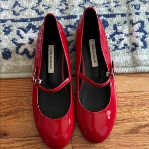 Women Red Patent Mary Jane Shoes